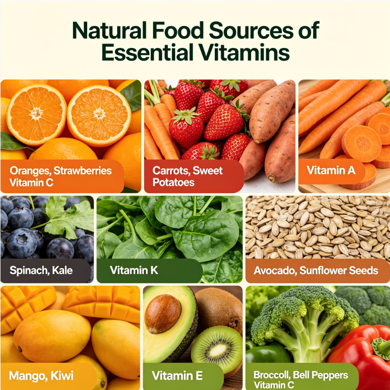 Natural Food Sources of Essential Vitamins