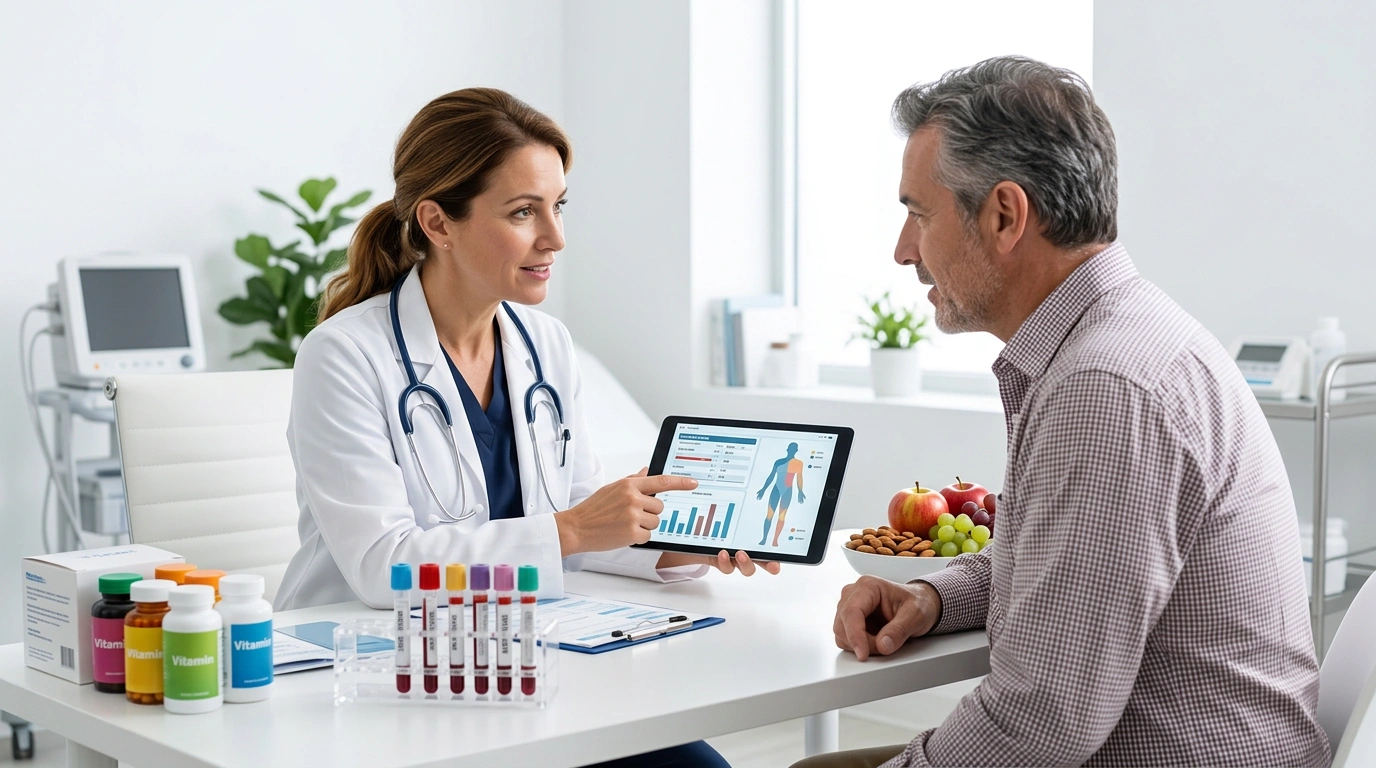 Doctor Reviewing Vitamin Blood Test Results